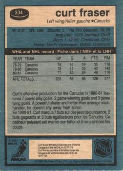 1981-82 O-Pee-Chee #334 Curt Fraser Back