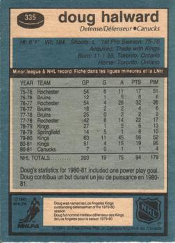 1981-82 O-Pee-Chee #335 Doug Halward Back