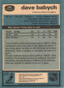 1981-82 O-Pee-Chee #358 Dave Babych Back