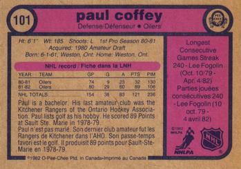 1982-83 O-Pee-Chee #101 Paul Coffey Back
