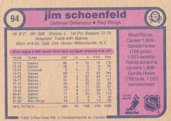 1982-83 O-Pee-Chee #94 Jim Schoenfeld Back