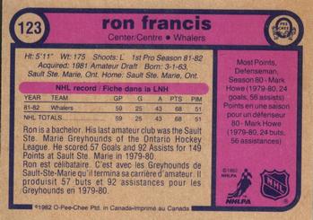 1982-83 O-Pee-Chee #123 Ron Francis Back