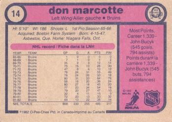 1982-83 O-Pee-Chee #14 Don Marcotte Back