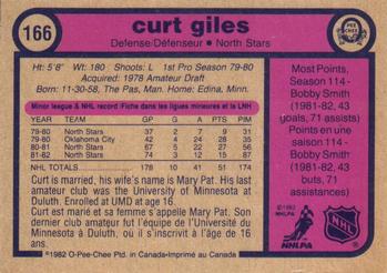 1982-83 O-Pee-Chee #166 Curt Giles Back