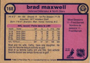 1982-83 O-Pee-Chee #168 Brad Maxwell Back