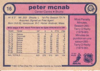 1982-83 O-Pee-Chee #16 Peter McNab Back