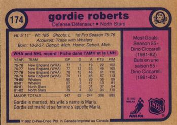 1982-83 O-Pee-Chee #174 Gordie Roberts Back
