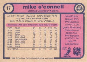 1982-83 O-Pee-Chee #17 Mike O'Connell Back
