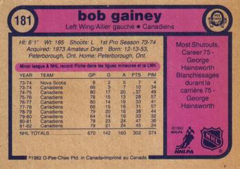 1982-83 O-Pee-Chee #181 Bob Gainey Back