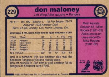 1982-83 O-Pee-Chee #229 Don Maloney Back