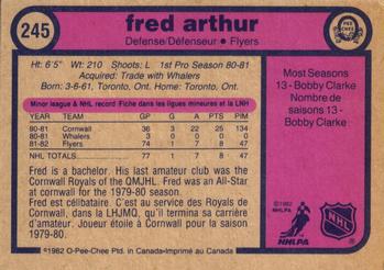 1982-83 O-Pee-Chee #245 Fred Arthur Back