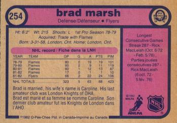 1982-83 O-Pee-Chee #254 Brad Marsh Back