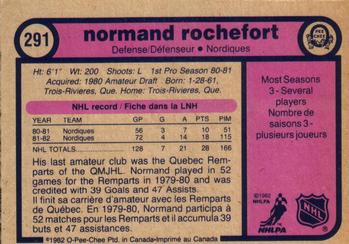1982-83 O-Pee-Chee #291 Normand Rochefort Back