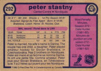 1982-83 O-Pee-Chee #292 Peter Stastny Back