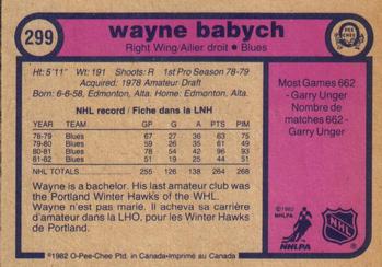 1982-83 O-Pee-Chee #299 Wayne Babych Back