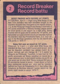 1982-83 O-Pee-Chee #2 Mike Bossy Back