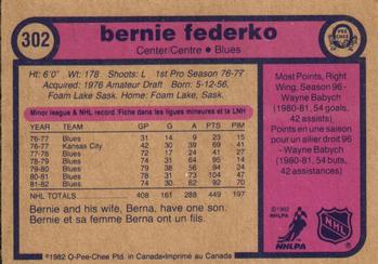 1982-83 O-Pee-Chee #302 Bernie Federko Back