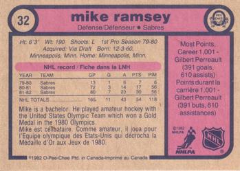 1982-83 O-Pee-Chee #32 Mike Ramsey Back