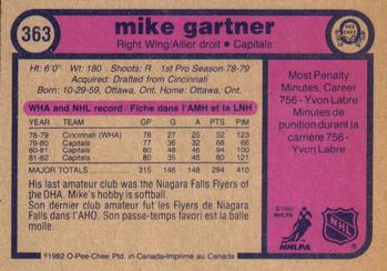 1982-83 O-Pee-Chee #363 Mike Gartner Back