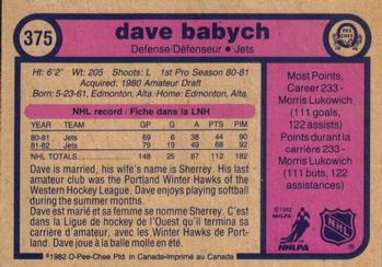 1982-83 O-Pee-Chee #375 Dave Babych Back