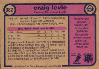 1982-83 O-Pee-Chee #382 Craig Levie Back