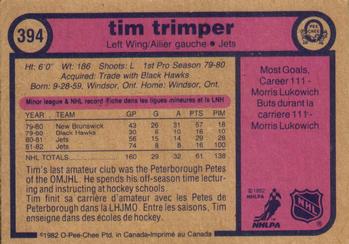 1982-83 O-Pee-Chee #394 Tim Trimper Back
