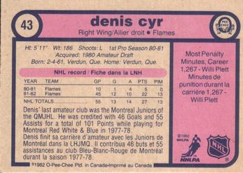 1982-83 O-Pee-Chee #43 Denis Cyr Back