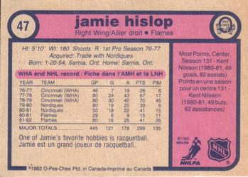 1982-83 O-Pee-Chee #47 Jamie Hislop Back