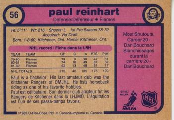 1982-83 O-Pee-Chee #56 Paul Reinhart Back