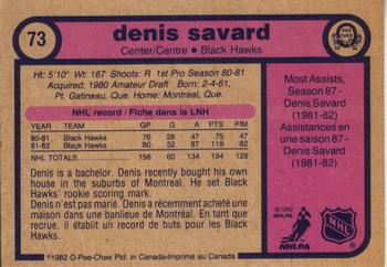 1982-83 O-Pee-Chee #73 Denis Savard Back