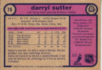 1982-83 O-Pee-Chee #76 Darryl Sutter Back