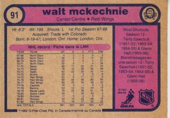 1982-83 O-Pee-Chee #91 Walt McKechnie Back