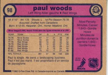 1982-83 O-Pee-Chee #98 Paul Woods Back