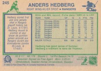 1983-84 O-Pee-Chee #245 Anders Hedberg Back