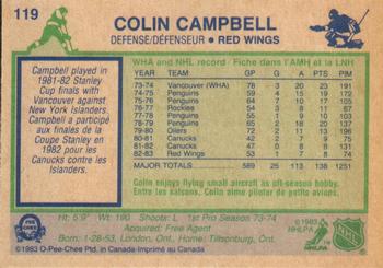 1983-84 O-Pee-Chee #119 Colin Campbell Back