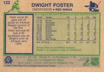 1983-84 O-Pee-Chee #122 Dwight Foster Back