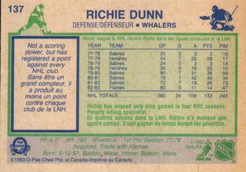 1983-84 O-Pee-Chee #137 Richie Dunn Back