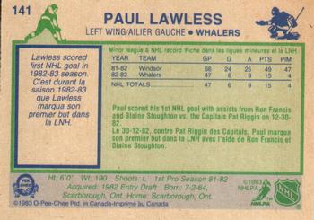 1983-84 O-Pee-Chee #141 Paul Lawless Back