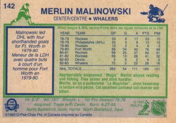 1983-84 O-Pee-Chee #142 Merlin Malinowski Back