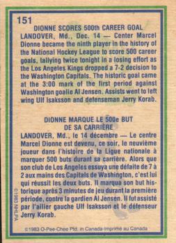 1983-84 O-Pee-Chee #151 Marcel Dionne Back