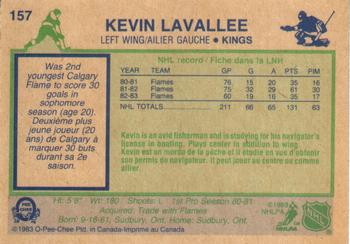 1983-84 O-Pee-Chee #157 Kevin LaVallee Back