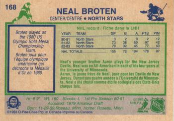 1983-84 O-Pee-Chee #168 Neal Broten Back