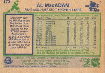 1983-84 O-Pee-Chee #173 Al MacAdam Back