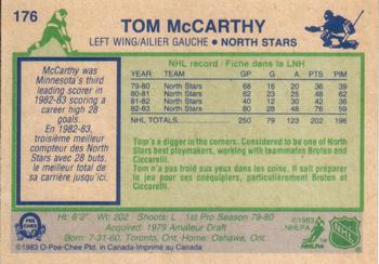 1983-84 O-Pee-Chee #176 Tom McCarthy Back