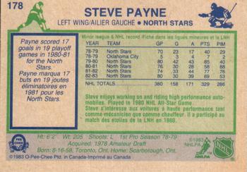 1983-84 O-Pee-Chee #178 Steve Payne Back