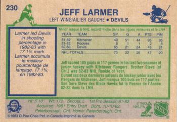 1983-84 O-Pee-Chee #230 Jeff Larmer Back