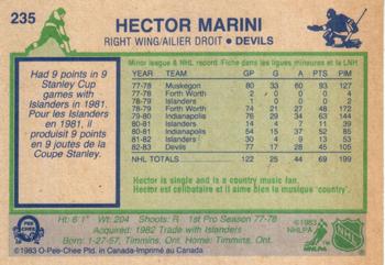 1983-84 O-Pee-Chee #235 Hector Marini Back