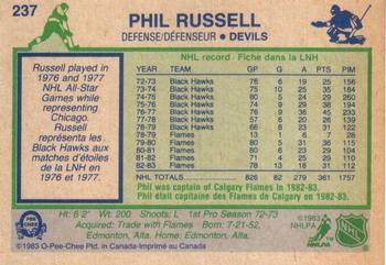 1983-84 O-Pee-Chee #237 Phil Russell Back