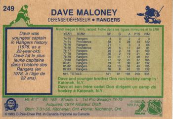 1983-84 O-Pee-Chee #249 Dave Maloney Back