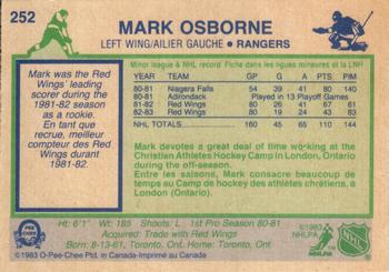 1983-84 O-Pee-Chee #252 Mark Osborne Back